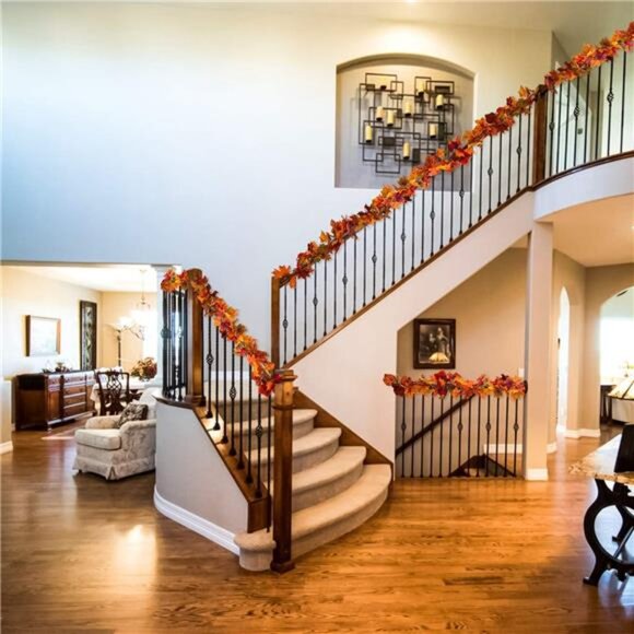 2 Pack Fall Maple Garland - 5.9ft/Piece Artificial Fall Foliage Garland Colorful - Picture 5 of 8